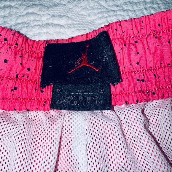 Nike Air Jordan Cement Poolside Swim Trunks M Pink Black Speckled Jumpman Shorts - Picture 6 of 10